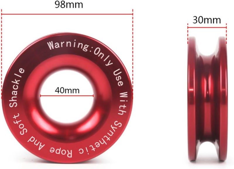 JCHL Soft Shackle Synthetic Road Recovery Rope 2PCS 1/2' X 23 Inch 56000LBS Tow Shackles + Red Snatch Recovery Ring for Sailing SUV Off Road Towing ATV Recovery - Image 3